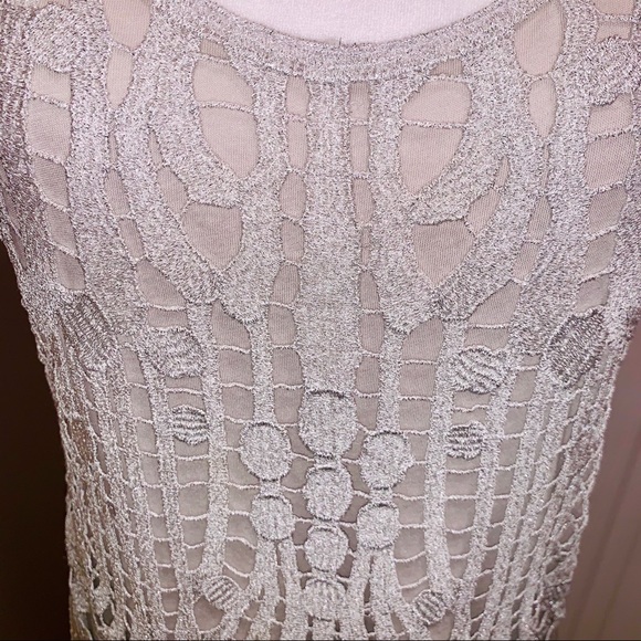 Express Silver Metallic Crocheted Tunic Tank Top - Picture 5 of 8